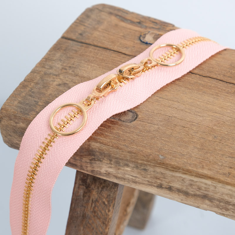40cm Double-Slider Circle Clasp in Powdered Rose Gold - Maison Klem